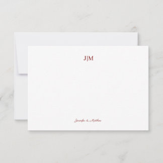 Two Initial Monogram Black Couple Stationer Thank You Card