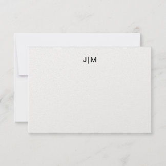Two Initial Monogram Black Couple Stationery Than Thank You Card