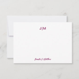 Two Initial Monogram Black Couple Stationery Thank You Card
