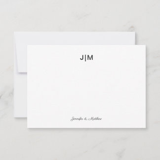Two Initial Monogram Black Couple Stationery Thank You Card
