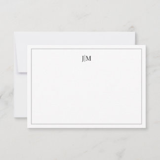 Two Initial Monogram Black Couple Stationery  Thank You Card