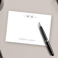 Two Initial Monogram Elegant Couple Stationery