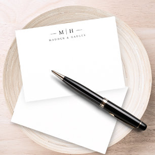 Two Initial Monogram Elegant Couple Stationery Card
