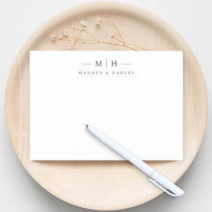 Two Initial Monogram Elegant Couple Stationery Card