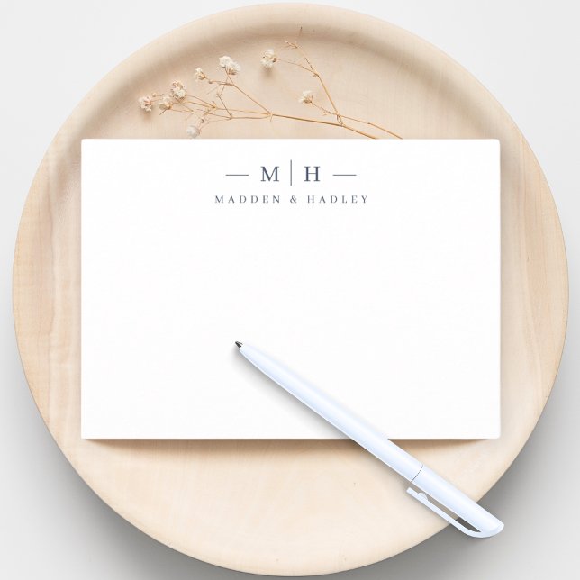 Two Initial Monogram Elegant Couple Stationery Card (Creator Uploaded)