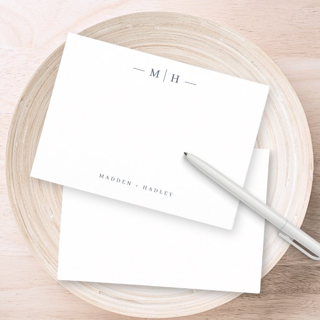 Two Initial Monogram Elegant Couple Stationery Card (Creator Uploaded)