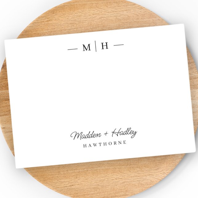 Two Initial Monogram Elegant Couple Stationery Card (Creator Uploaded)