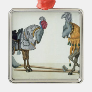Two injured knights at a tournament, plate from 'A Metal Tree Decoration