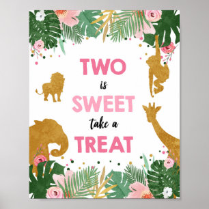 Two is Sweet Safari Animals Girl Birthday Sign