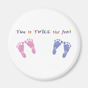 Two is twice the fun - twin boy and girl magnet