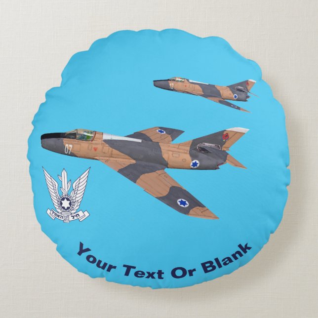 Two Israeli Super Mystères Round Cushion (Front)