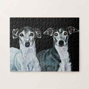 Two Italian Greyhounds Painting Jigsaw Puzzle