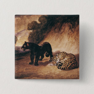 Two Jaguars from Peru 15 Cm Square Badge
