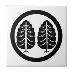 Two Japanese cedars in circle Ceramic Tile
