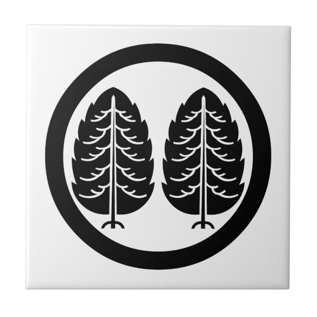 Two Japanese cedars in circle Ceramic Tile (Front)