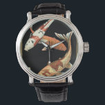 Two Japanese Koi Goldfish on Black Background Watch<br><div class="desc">This image represents two bright colourful orange Koi Goldfish on stylish black background. This contemporary fine art print of a traditional Japanese and oriental inspired details will add character to any Zazzle product.</div>