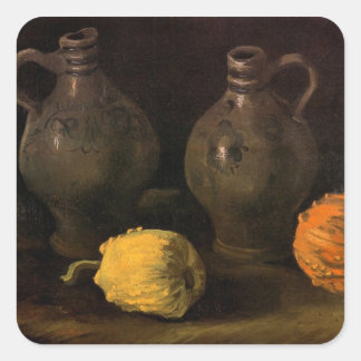 Two Jars and Two Pumpkins by Vincent van Gogh Square Sticker
