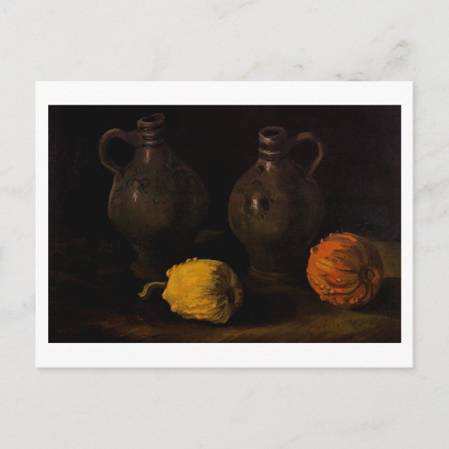 Two Jars and Two Pumpkins Van Gogh Fine Art Postcard (Front)