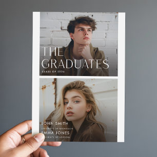 Two Joint Graduates Double Graduation Announcement Postcard
