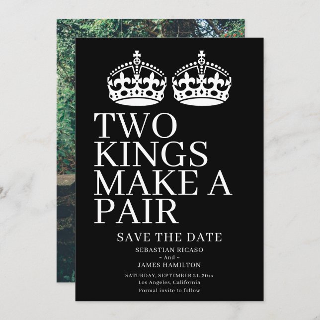 Two Kings Make A Pair Gay Wedding Announcement (Front/Back)