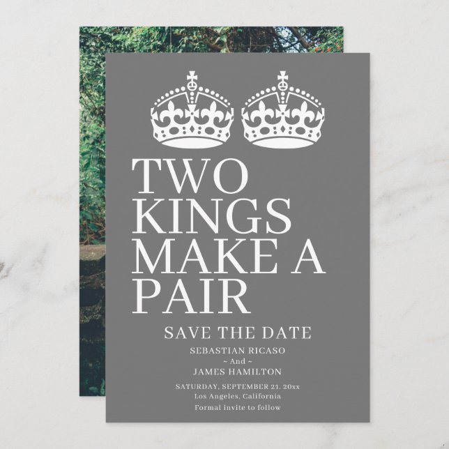 Two Kings Make A Pair Gay Wedding Announcement (Front/Back)