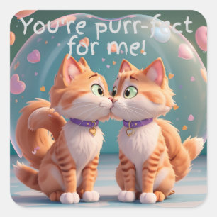 Two Kissing Cats Square Sticker