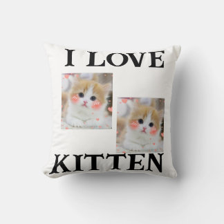 TWO KITTEN AND BIG FONTNThrow Pillow