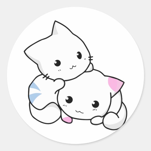 Two Kittens Classic Round Sticker (Front)