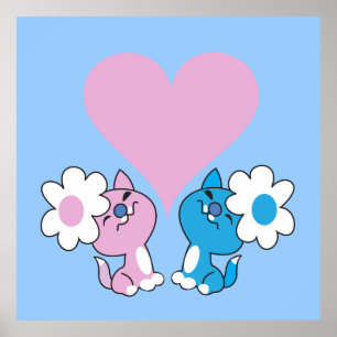Two kittens in love poster