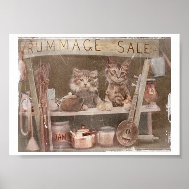 Two Kitties Having a Rummage Sale Poster (Front)