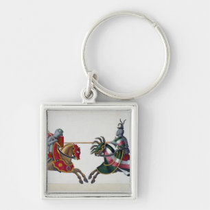 Two knights at a tournament, plate from 'A History Key Ring