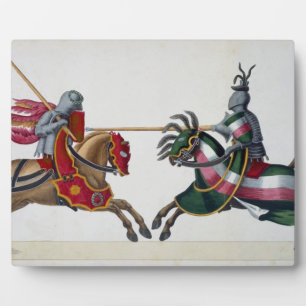 Two knights at a tournament, plate from 'A History Plaque