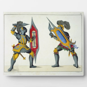 Two knights fighting, plate from 'A History of the Plaque