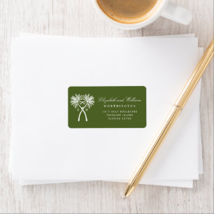 Two Knotted Palm Trees Tropical Wedding Address Label