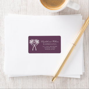 Two Knotted Palm Trees Tropical Wedding Address Label