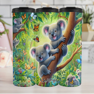 Two Koalas in Butterfly Forest Thermal Tumbler