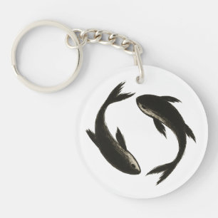 Two Koi – Ink Brush Fish on Acrylic Keychain