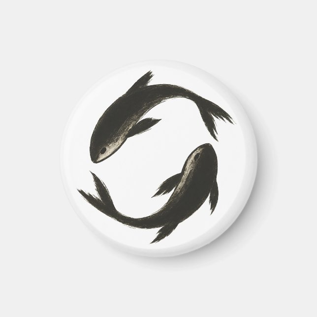 Two Koi – Ink Brush Fish on Magnet (Front)