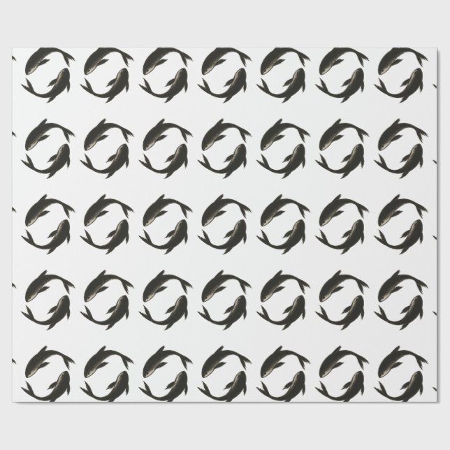 Two Koi – Ink Brush Fish on  Wrapping Paper (Flat)