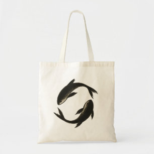 Two Koi – Minimalist Ink Brush Fish on Tote Bag