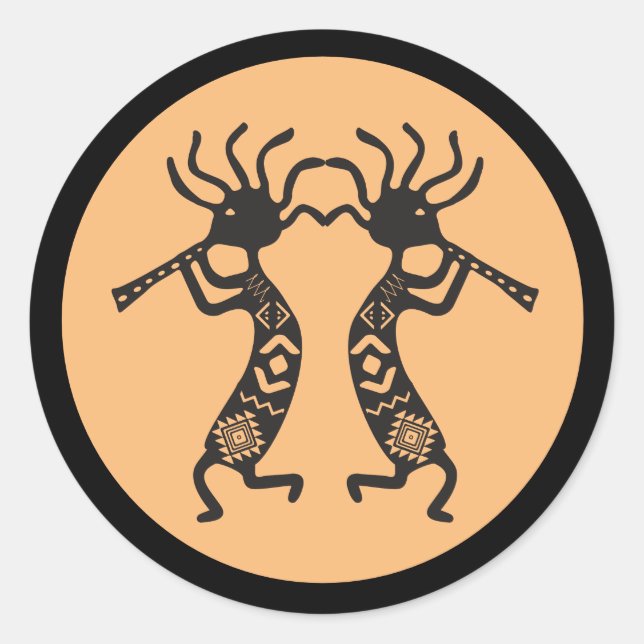 Two Kokopelli Classic Round Sticker (Front)