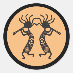 Two Kokopelli Classic Round Sticker