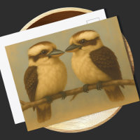 Two Kookaburras Postcard Australian Bird Art Print