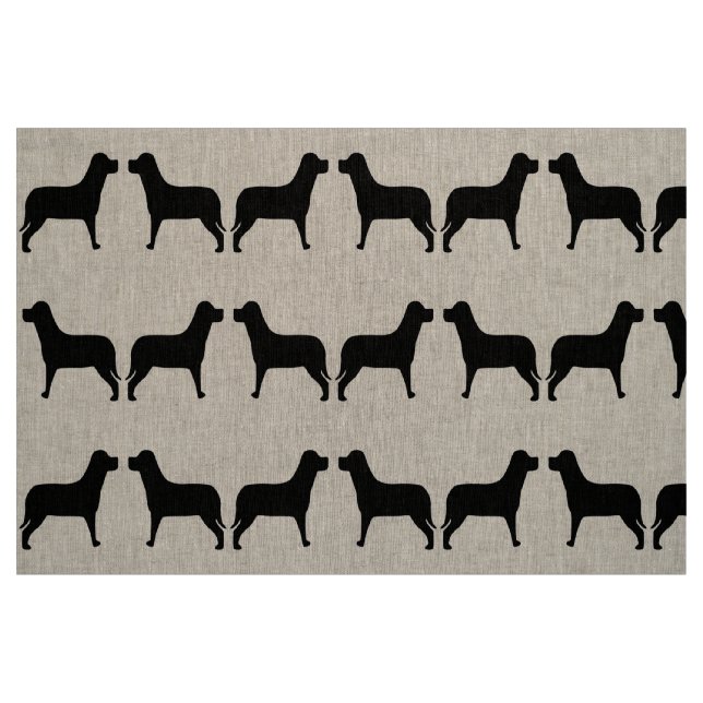 Two Labrador Dog Black Pattern Fabric (Fat Quarter)