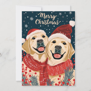 Two Labrador Merry Christmas Holiday Card