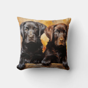  Two labrador puppies Cushion