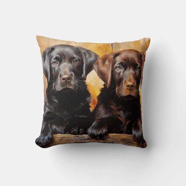  Two labrador puppies Cushion (Front)