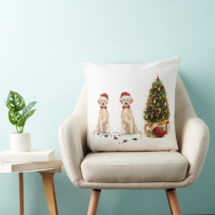 Two Labrador Retrievers Funny Christmas Dog Cushion