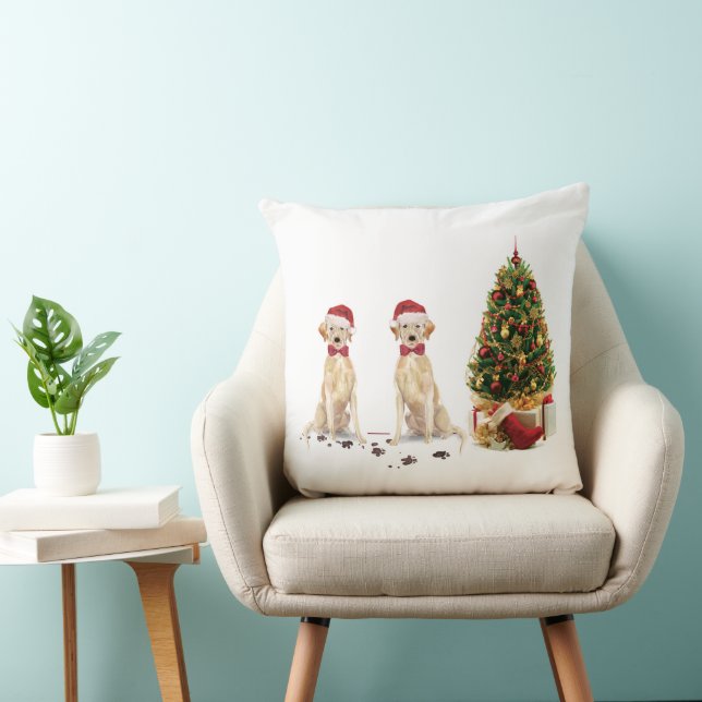 Two Labrador Retrievers Funny Christmas Dog Cushion (Chair)