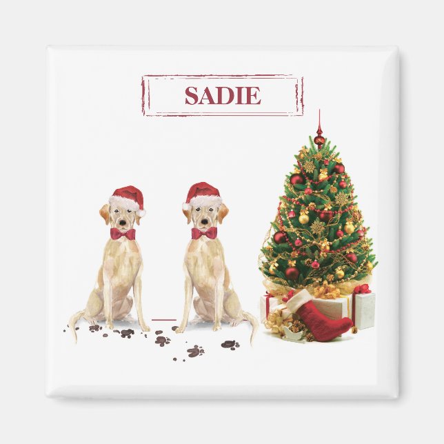 Two Labrador Retrievers Funny Christmas Dog Magnet (Front)